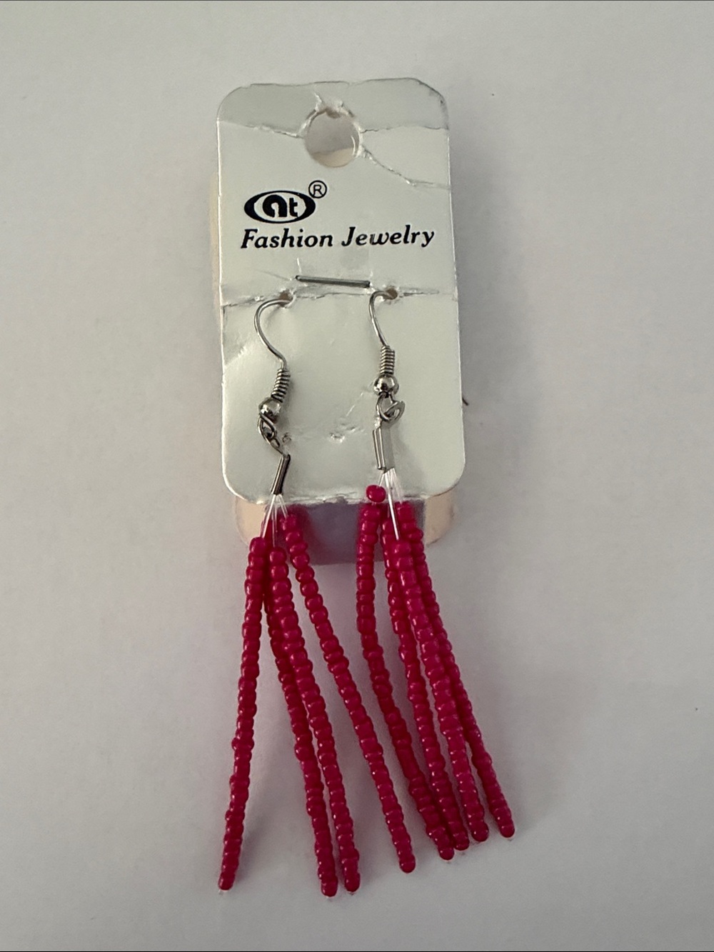 Fashion Jewelry Hot Pink Seed Bead Tassel Earrings